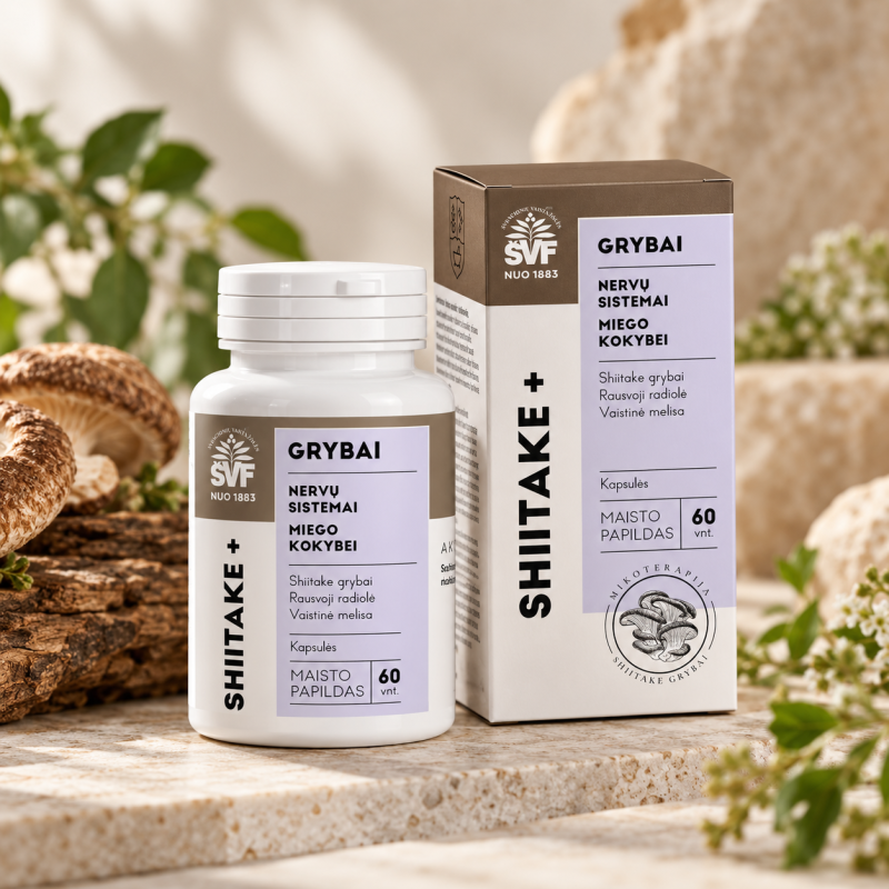 ŠVF SHIITAKE+, maisto papildai 60 kapsulių | Onelife.lt