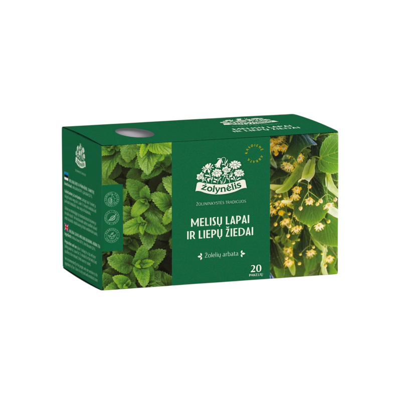 Lemon balm leaves and lime flowers, herbal tea, Žolynėlis, 20 tea bags
