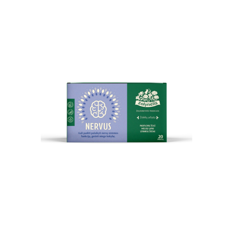 Nervus, herbal tea for the nervous system, relaxation and sleep, Žolynėlis, 20 tea bags
