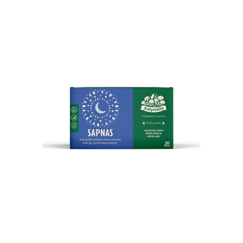 Sapnas (Dream), herbal tea for the nervous system and sleep, Žolynėlis, 20 tea bags
