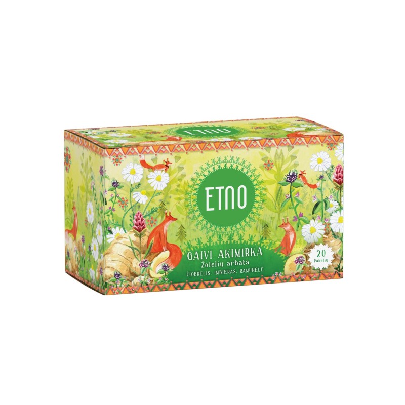 Gaivi akimirka (Fresh Moment) herbal tea with ginger, ETNO, 20 tea bags