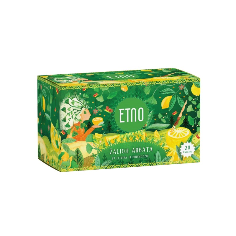 Green tea with lemon and ginkgo, ETNO, 20 tea bags