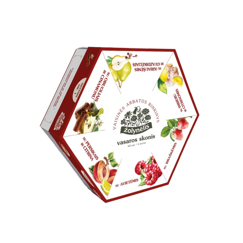 Vasaros skonis (Taste of Summer) fruit tea selection box, Žolynėlis, 60 tea bags, 6 flavours