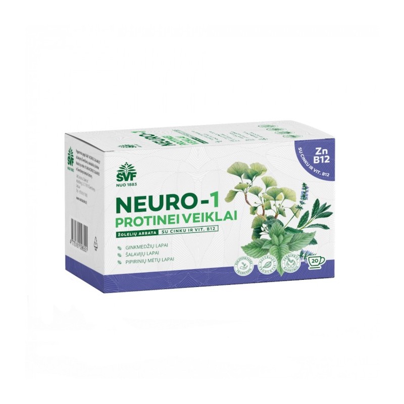 Neuro-1 for mental performance, herbal tea with zinc and vit. B12, Švenčionių vaistažolės, 20 tea bags