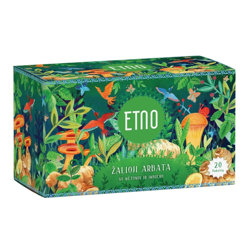 Green tea with mint and ginger, ETNO, 20 tea bags