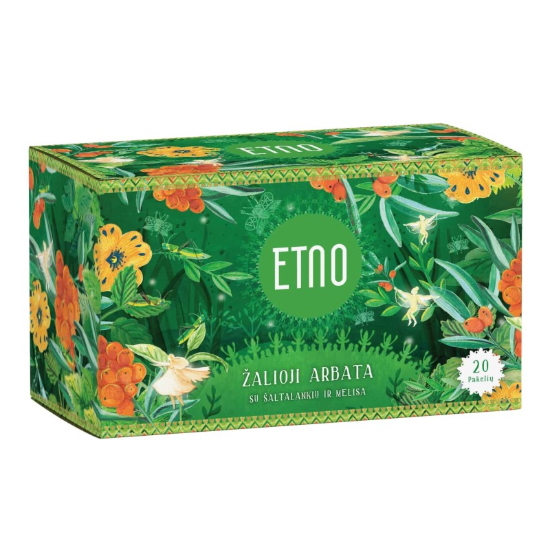 Green tea with sea buckthorn and lemon balm, ETNO, 20 tea bags