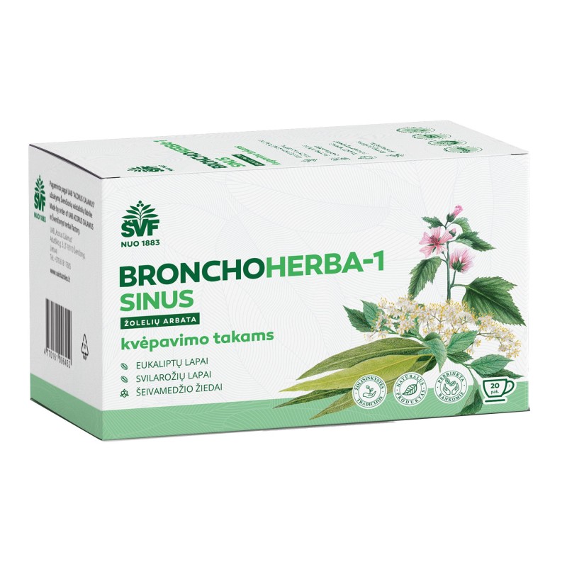 Bronchoherba-1 Sinus, for the respiratory tract, Švenčionių vaistažolės, 20 tea bags