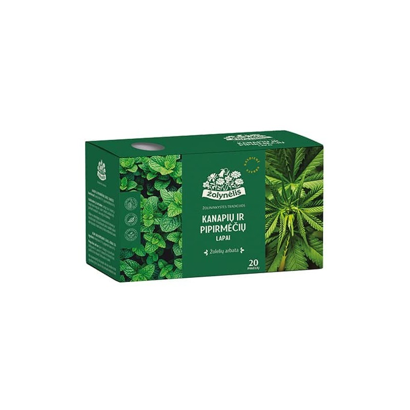 Hemp and peppermint leaves herbal tea, Žolynėlis, 20 tea bags