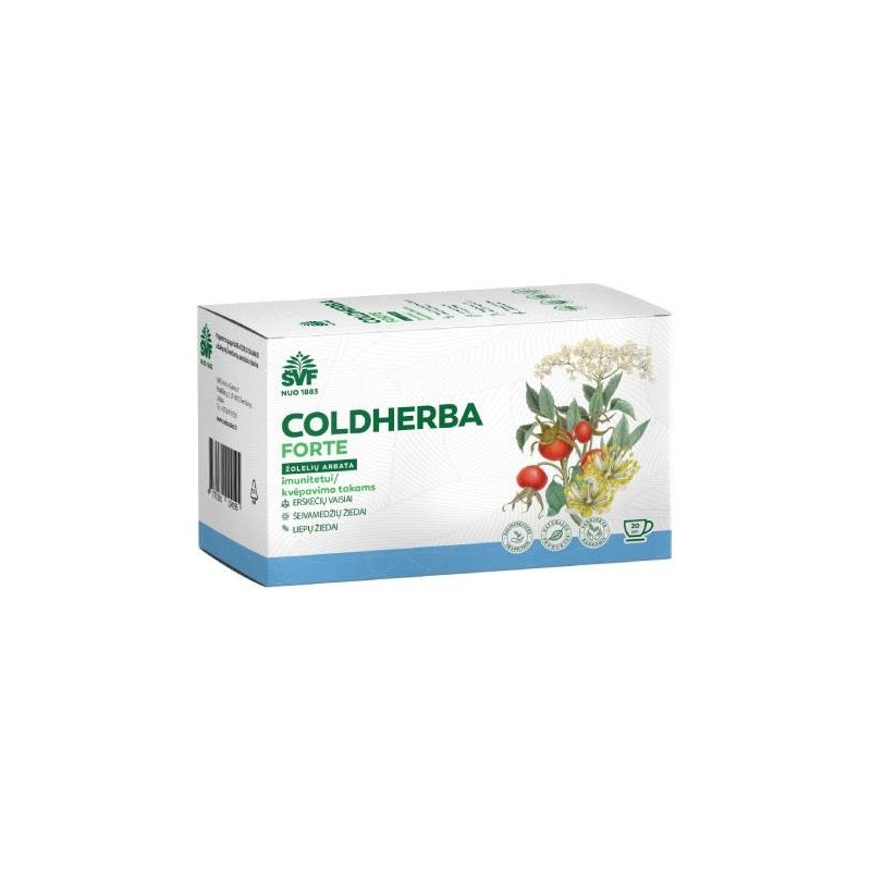Coldherba forte herbal tea for immunity, Švenčionių vaistažolės, 20 tea bags