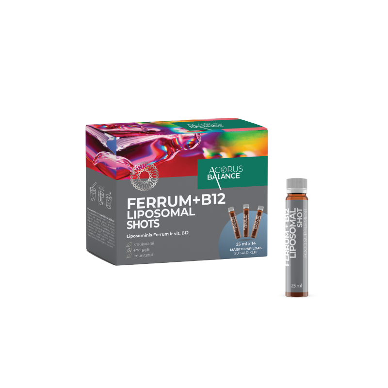 Ferrum + B12 Liposomal shots for blood formation, Acorus Balance, 14 pcs
