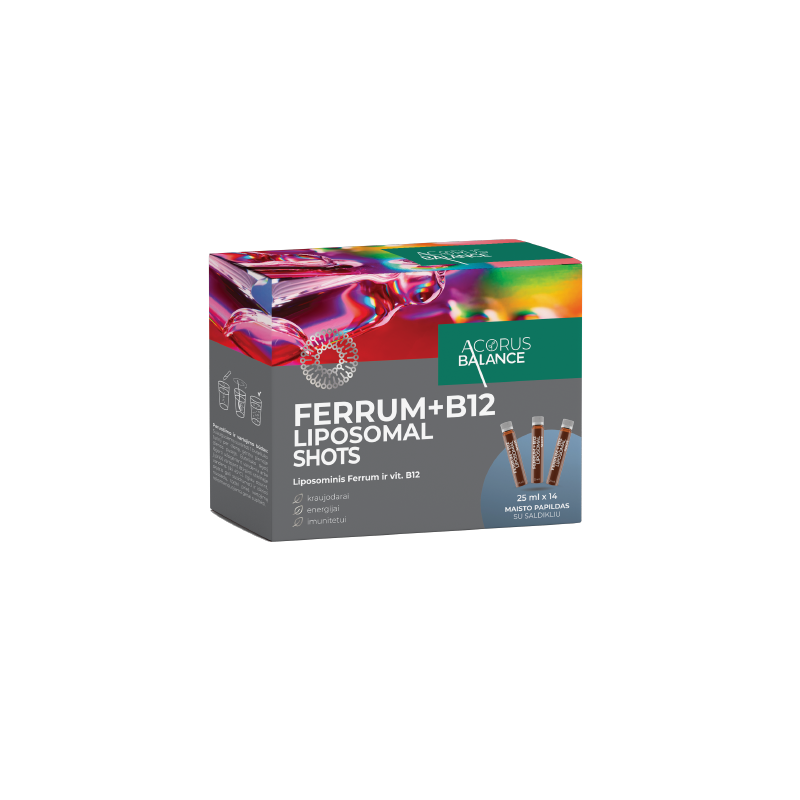 Ferrum + B12 Liposomal shots for blood formation, Acorus Balance, 14 pcs