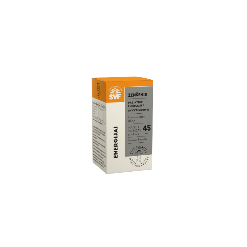 Ginseng hard capsules for energy, Švenčionių vaistažolės, 45 pcs