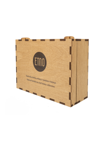 Žolelių arbatų ir medaus rinkinys, medinė