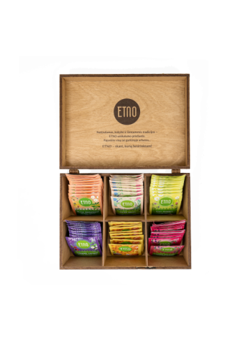 Žolelių arbatų ir medaus rinkinys, medinė