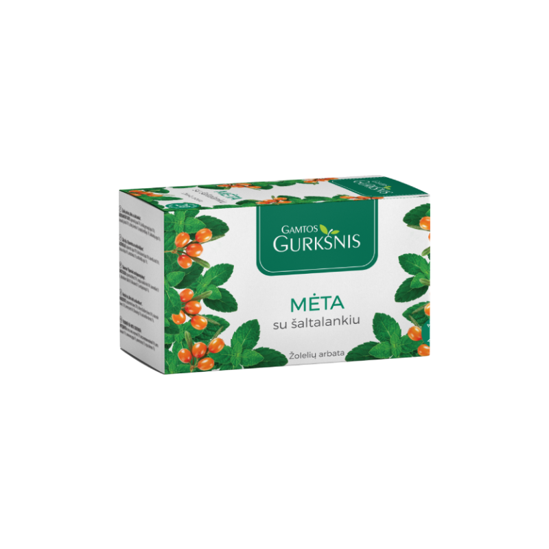 Mint with sea buckthorn herbal tea, Gamtos Gurkšnis, 20 tea bags