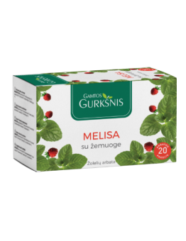 Lemon balm with wild strawberry herbal tea, Gamtos Gurkšnis, 20 tea bags