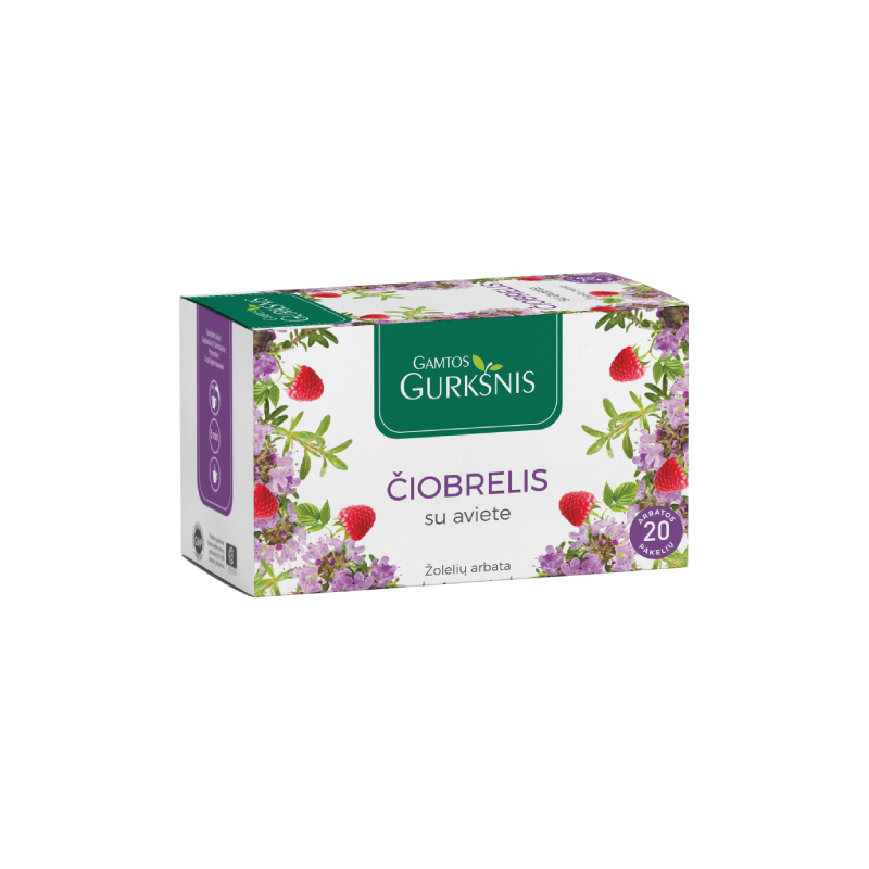 Thyme with raspberry herbal tea, Gamtos Gurkšnis, 20 tea bags