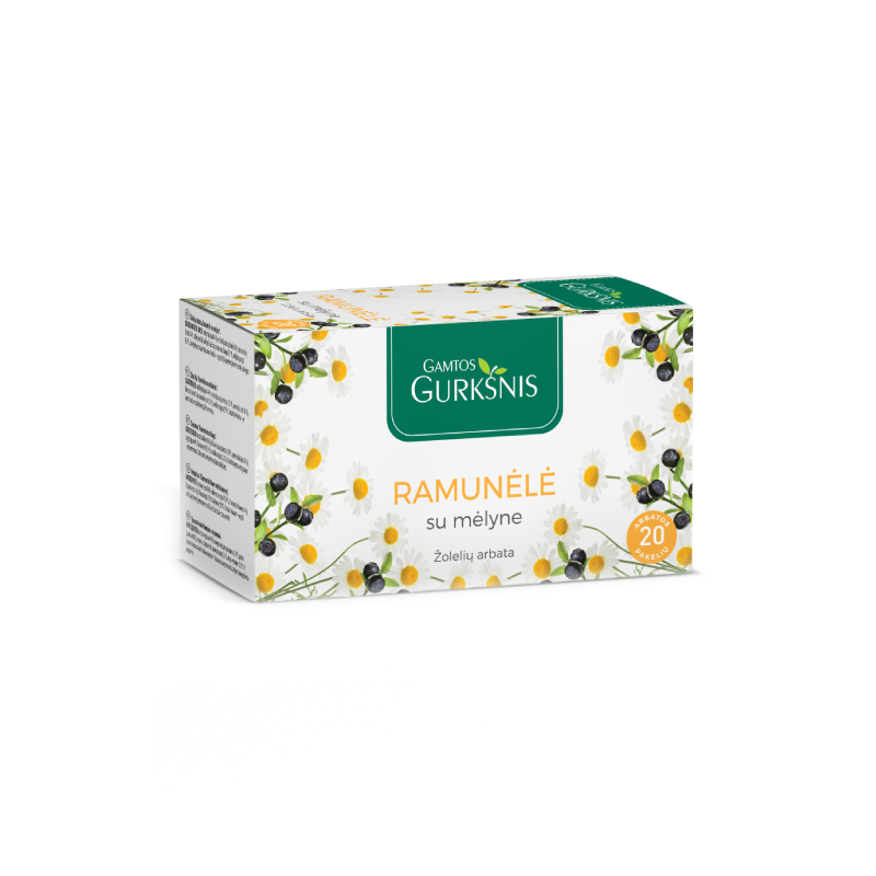 Chamomile with bilberry herbal tea, Gamtos Gurkšnis, 20 tea bags