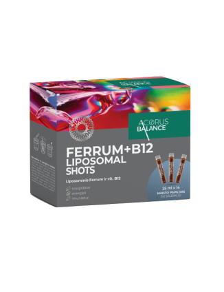 Ferrum + B12 Liposomal shots, 14 gab.