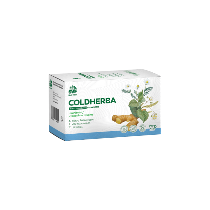 Coldherba herbal tea with ginger for immunity, Švenčionių vaistažolės, 20 tea bags