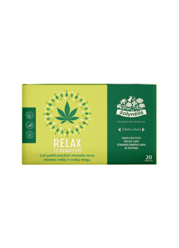Žolelių arbata RELAX su kanapėmis ŽOLYNĖLIS, 20 vnt.
