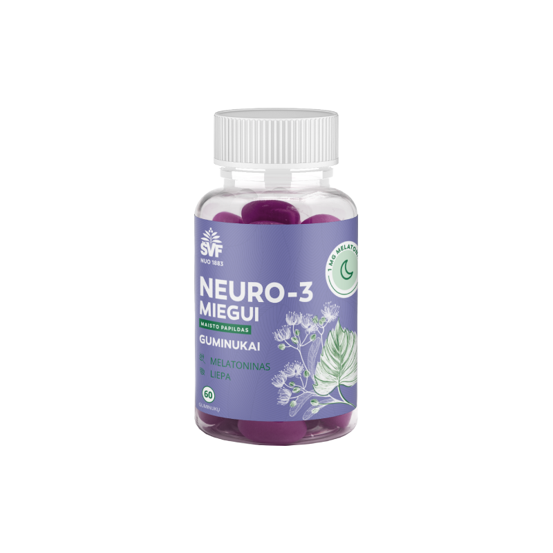 Neuro-3 sleep gummies with melatonin, Švenčionių vaistažolės, 60 pcs