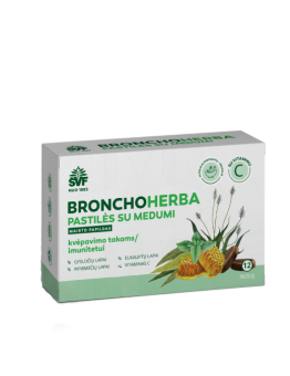 Bronchoherba lozenges with honey, for the respiratory tract, Švenčionių vaistažolės, 12 lozenges