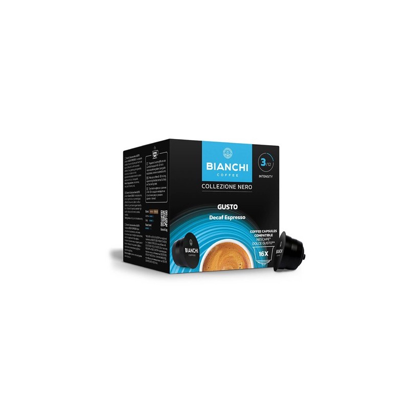 Gusto Decaf Espresso decaffeinated coffee capsules, Dolce Gusto® compatible, BIANCHI, 16 pcs