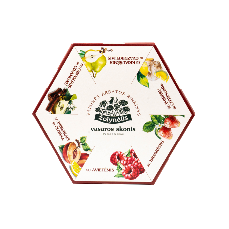 Vasaros skonis (Taste of Summer) fruit tea selection box, Žolynėlis, 60 tea bags, 6 flavours