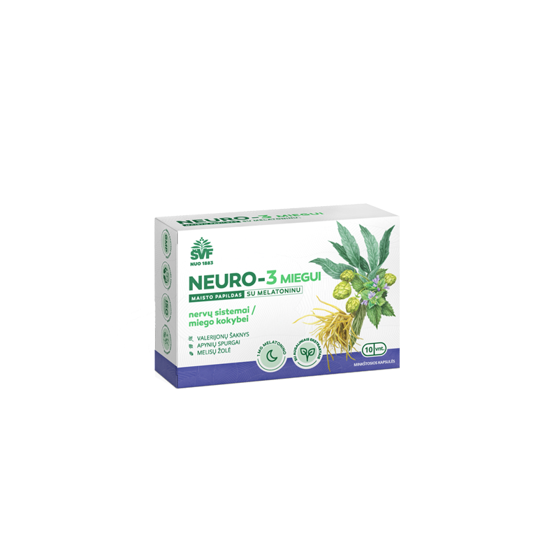 Neuro-3 kapsulės miegui su melatoninu, Švenčionių vaistažolės, 10 vnt.
